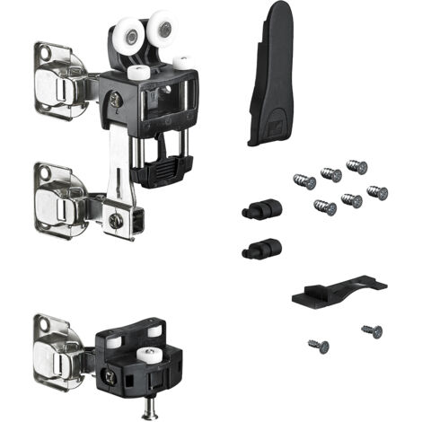 Hettich WingLne L,  Laufteilset mit unteRr Führung mit SchLeßautomatik,  25kg,  schwarz,  L