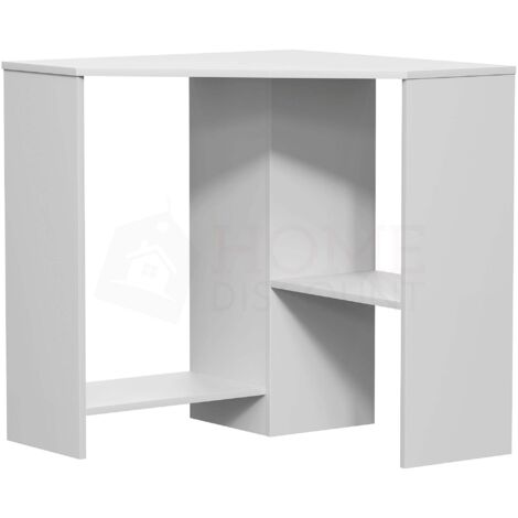 Hetton Eck-Computertisch, 2 Regale, PC Arbeitsplatz, Stauraum, Home Office Tisch, Weiß