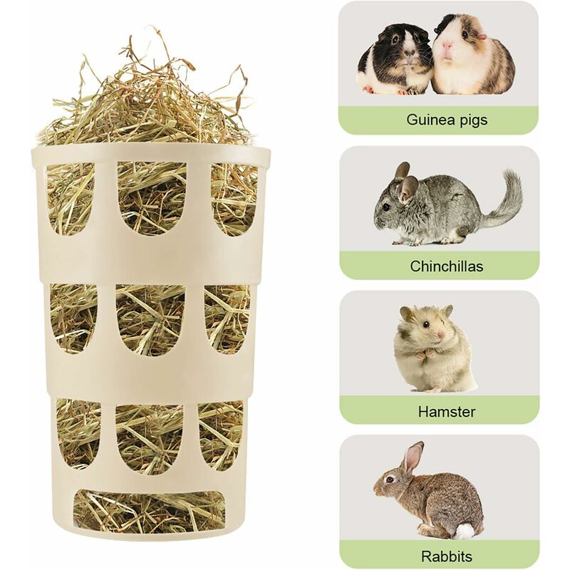 Longziming - Heuraufe für Kleintiere, Futterspender, poröser, aufhängbarer Kunststoff-Futternapf, Käfigzubehör für Kaninchen, Hamster, Chinchillas –