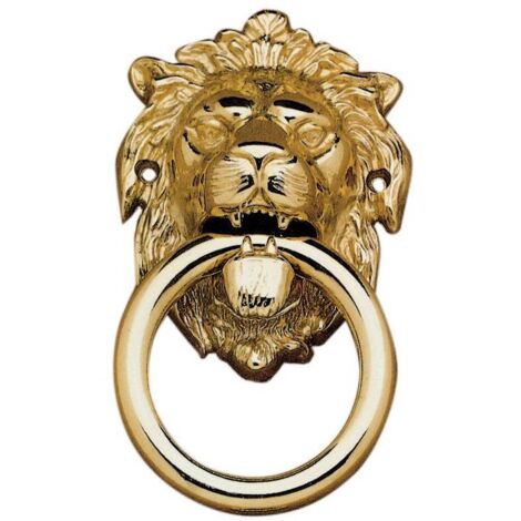 Heurtoir de porte mod Leone avec anneau en laiton finition or poli H 150 mm