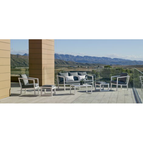 Hevea Ensemble de salon de jardin aluminium blanc