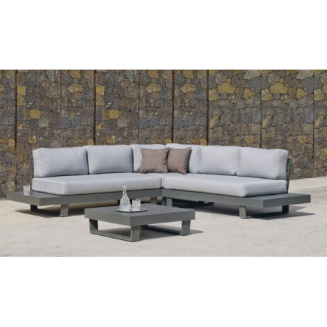 Hevea Menfis ensemble salon de jardin anthracite aluminium