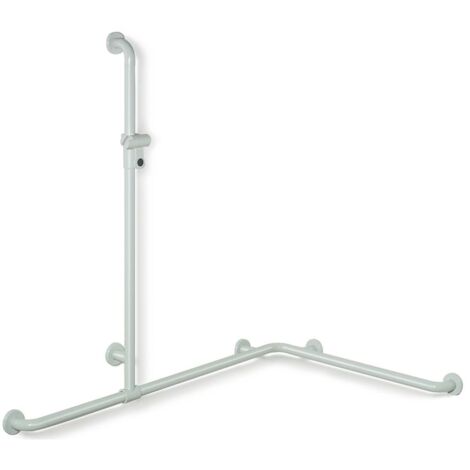 HEWI Duschhandlauf mit verschiebbarer Brausehalterstange Serie 801 1185x762mm reinweiß