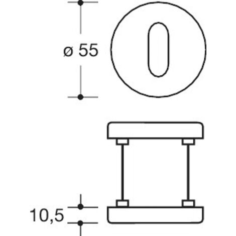 HEWI FS-Schlüsselrosetten, ø55mm, lichtgrau, KN+LN, flach, BL(o.Schl.), TS58,1-68,0