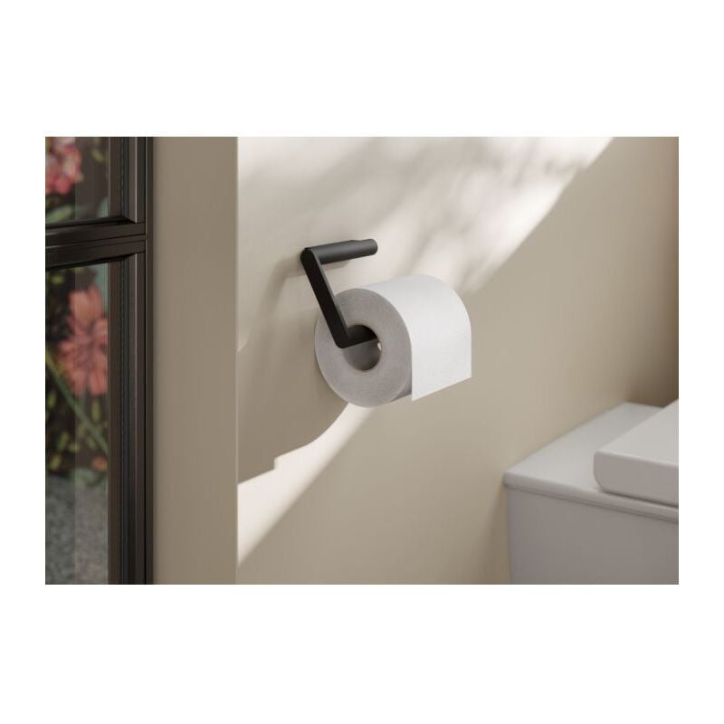 System 900 Porte-papier toilette 900.21.00060DC en Inox, revêtement par poudre, noir mat profond - Hewi