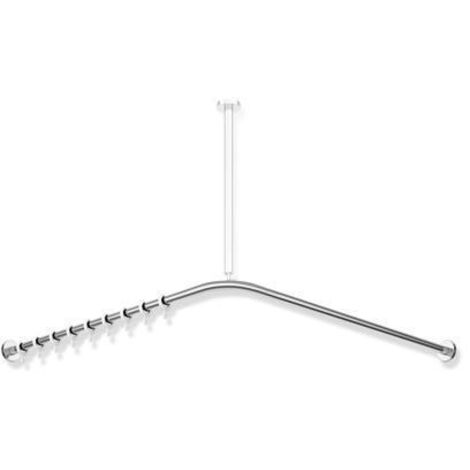 Hewi System 900 Vorhangstange 900.34.10140 887 x 887 mm, 18 Vorhangringe, Edelstahl verchromt