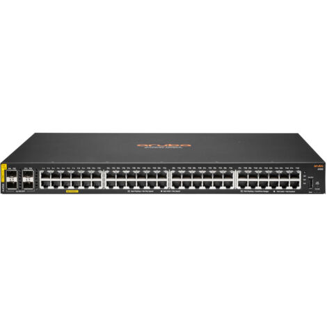 Hewlett Packard Enterprise Aruba 6100 48G PoE+ 4SFP+ 370W Switch di Rete Gestito Layer 3 Gigabit Ethernet (10/100/1000) con Supporto PoE+ e Alimentazione via Porta, 1U, Nero (JL675AABB)