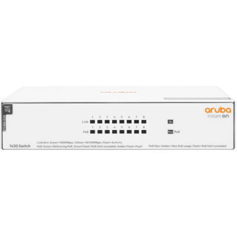 Hewlett Packard HPE Aruba Instant On 1430 8G Class4 PoE 64W 8-Port unmanaged Switch (R8R46AABB)