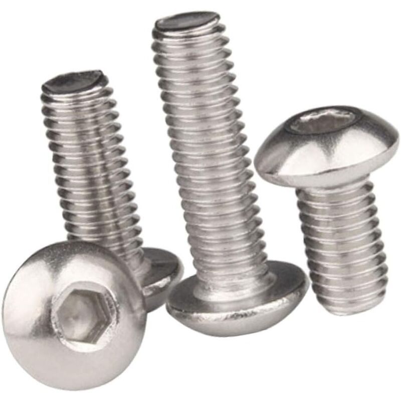 Hex Douille Bouton Tête Ronde Vis Allen Boulons Vis - Quincaillerie Outils Clous 304 Acier Inoxydable Vis et Fixations Vis à Métaux M650,25pcs
