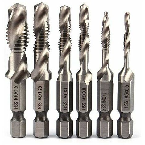 Hex Shank Drill Bits 1/4 HSS Hex Tap M3 M4 M5 M6 M8 M10 Metric Tap Drill Bits (M3+M4+M5+M6+M8+M10)