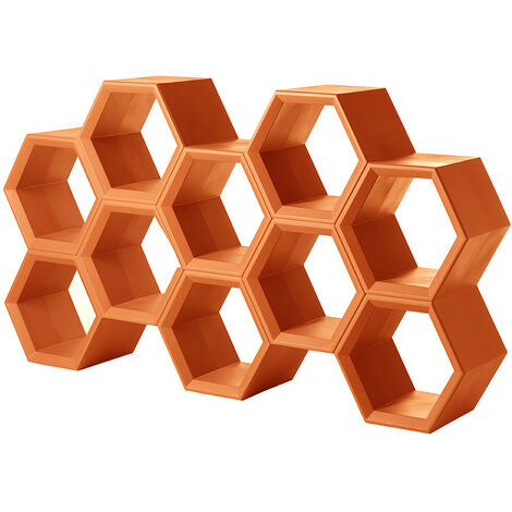 Hexa Arancione libreria a parete scaffali ripiani originale Slide di design moderna colorata made in Italy modulare
