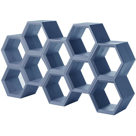 Hexa  Blu polvere  libreria  a parete scaffali ripiani originale Slide di design moderna colorata made in Italy modulare