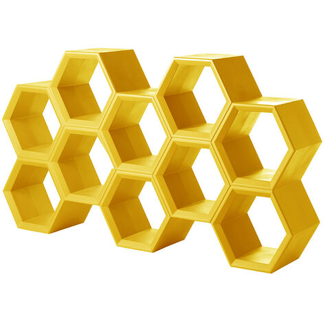 Hexa  Giallo zafferano  libreria  a parete scaffali ripiani originale Slide di design moderna colorata made in Italy modulare