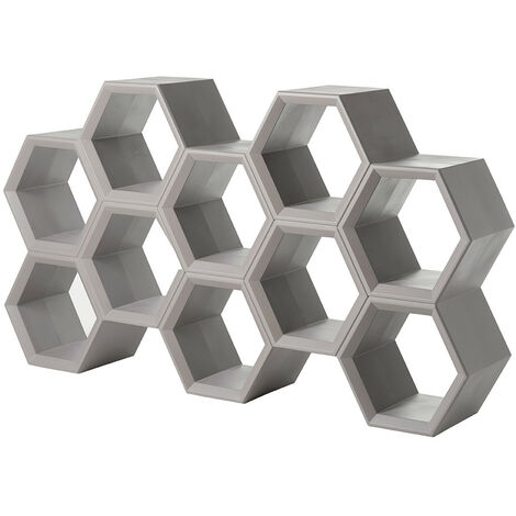 Hexa  Grigio tortora  libreria  a parete scaffali ripiani originale Slide di design moderna colorata made in Italy modulare