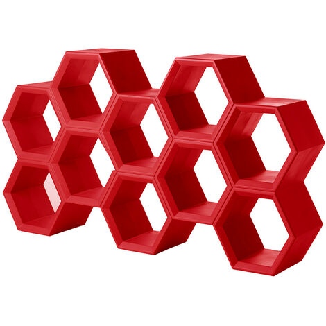 Hexa  Rosso fiamma  libreria  a parete scaffali ripiani originale Slide di design moderna colorata made in Italy modulare