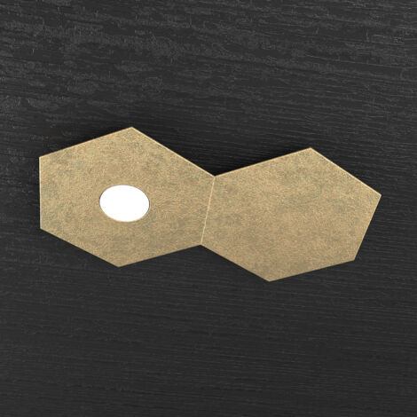 HEXAGON APPLIQUE-PLAFONIERA 1 LUCE + 1 DECORATIVO FOGLIA ORO 1142-1L1D-FO