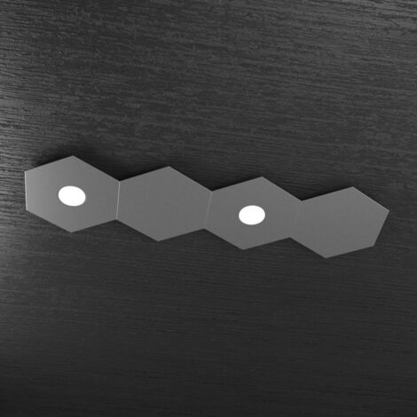 HEXAGON APPLIQUE-PLAFONIERA 2 LUCI + 2 DECORATIVO GRIGIO ANTRACITE 1142-2L2D-GA