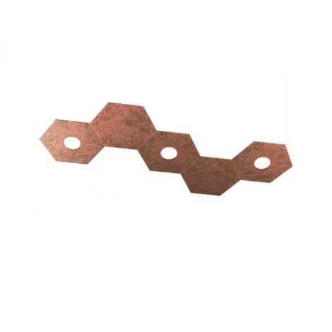 HEXAGON APPLIQUE-PLAFONIERA 3 LUCI + 2 DECORATIVO FOGLIA RAME 1142-3L2D-FR