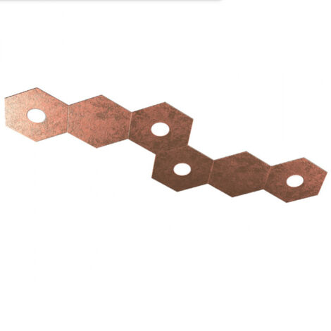 HEXAGON APPLIQUE-PLAFONIERA 4 LUCI + 2 DECORATIVO FOGLIA RAME 1142-4L2D-FR