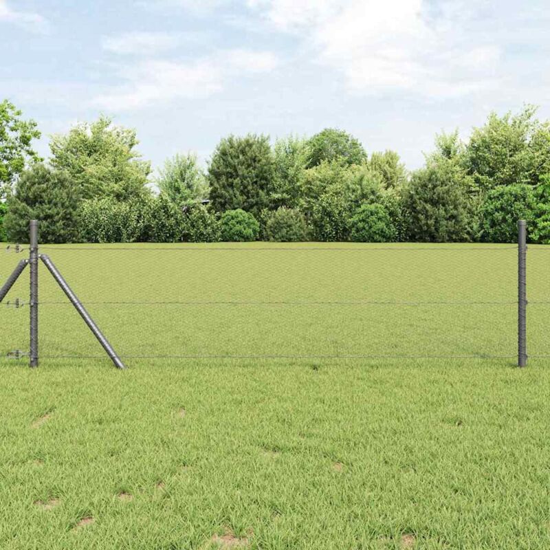 Hexagon Fence Grey 0.5 X 10 M Steel Vidaxl