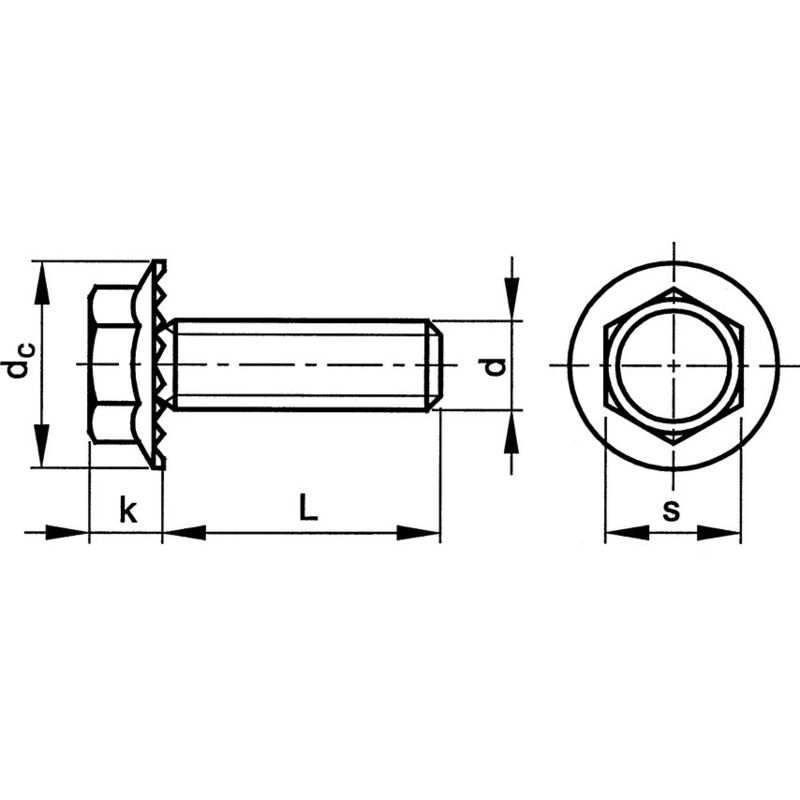 M12X40 Hex Head Set Screw Serrated Flange bzp (GR-8.8)- you get 5 - Qualfast