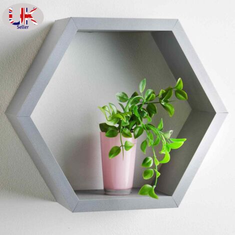 Hexagon Wall Floating Shelf-Grey