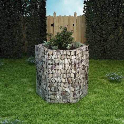 Hexagonal Gabion 100cm x 90cm Metal Raised Flower Bed by Dakota Fields