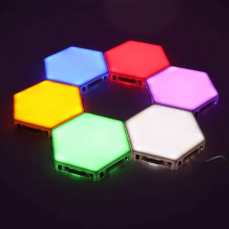 Hexagonal Wall Light, Touch Sensitive Modular Light,DIY Lights Creative Geometry Assembly LED Night Light (6PCS Colorful)