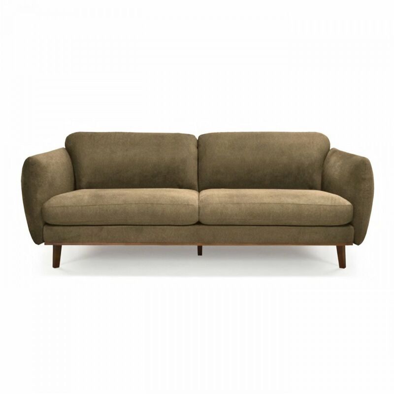 Canapé 3 places fixe - Tissu - Vert olive - L 218 x P 87 x H 81 cm - SOFIA
