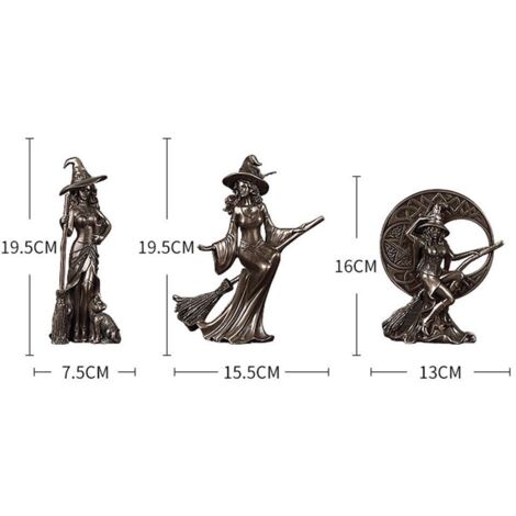 Hexenstatue aus Kunstharz zur Dekoration [Formgegossenes Kunstharz] für Schutz und Wohlbefinden – Vergoldete Bronze-Skulptur „Wächter“ – Maße: 15 cm – Farbe: Vergoldete Bronze