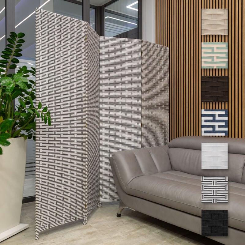 Cloison 180x180cm 4 pièces Intérieur & Extérieur - Séparateur d'Espace Paravent Écran de Confidentialité: schwarz & weiß (de), 1 Stück (de) - Hexim