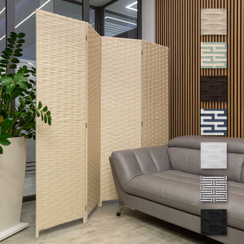 Cloison 180x180cm 4 pièces Intérieur & Extérieur - Séparateur d'Espace Paravent Écran de Confidentialité: creme (de), 1 Stück (de) - Hexim