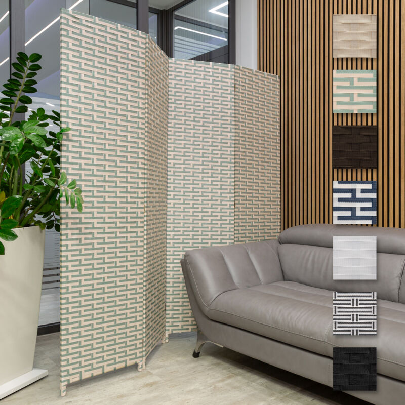 Cloison 180x180cm 4 pièces Intérieur & Extérieur - Séparateur d'Espace Paravent Écran de Confidentialité: 1 Stück (de), cremefarben & grün (de)