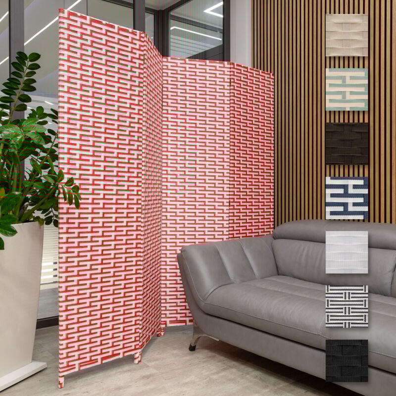 Cloison 180x180cm 4 pièces Intérieur & Extérieur - Séparateur d'Espace Paravent Écran de Confidentialité: 1 Stück (de), rot & weiß (de) - Hexim