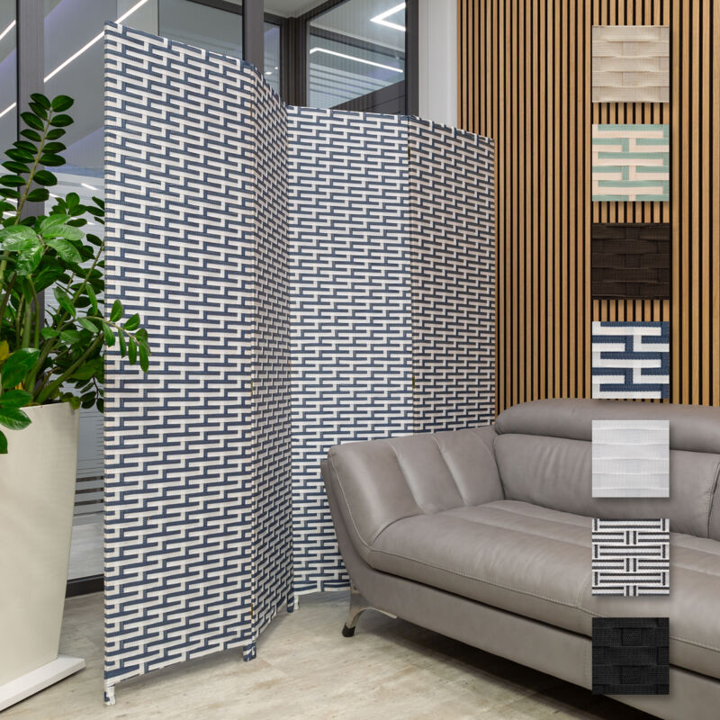 Cloison 180x180cm 4 pièces Intérieur & Extérieur - Séparateur d'Espace Paravent Écran de Confidentialité: 1 Stück (de), dunkelblau & weiß (de) - Hexim