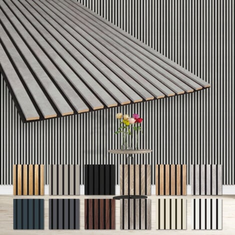 HEXIM Lamellen Akustikpaneele 1,67 m² flexible Wandpaneele 278x60cm MDF Wandverkleidung schalldämmend: Chicago Concrete - AP10, 1 Paneel - 1.67m²