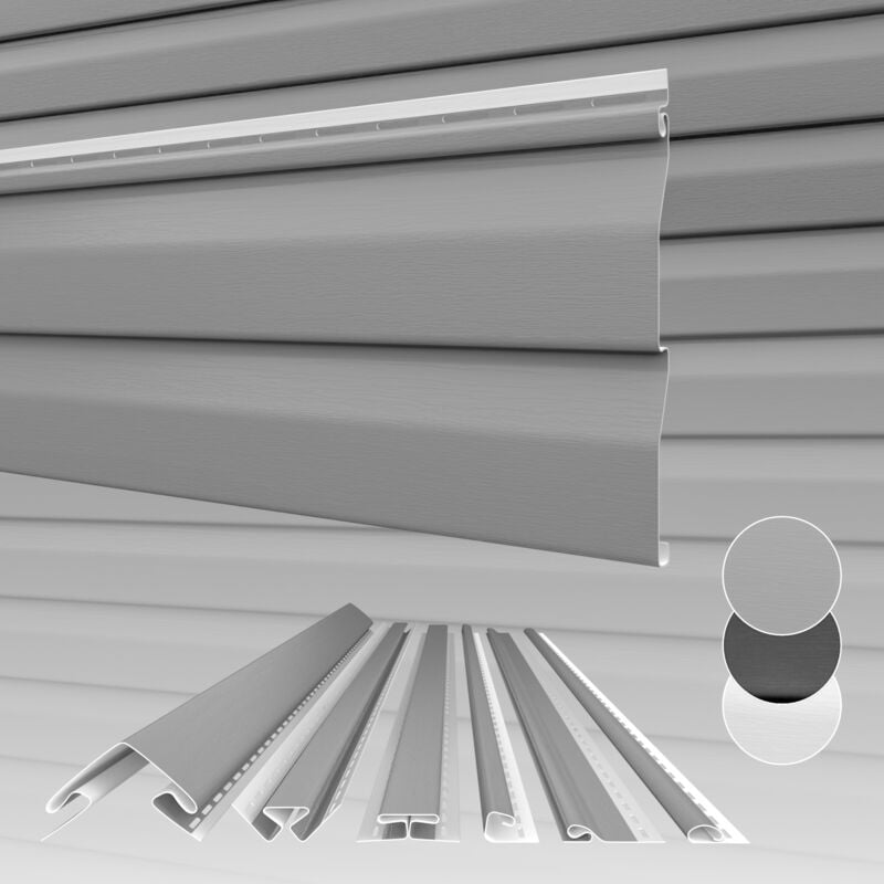 Bardage Anthracite Gris Blanc, Revêtement de Façade, pvc-u, Protection Visuelle, Résistant aux uv: Gris, 24 Panneaux - Hexim