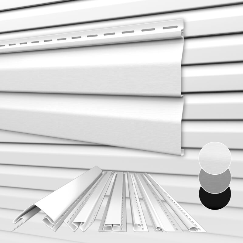 Bardage Anthracite Gris Blanc, Revêtement de Façade, pvc-u, Protection Visuelle, Résistant aux uv: Blanc, 24 Panneaux - Hexim