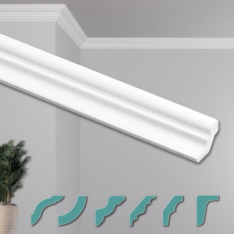 HEXIMO Deckenleisten modern XPS Styropor weiß, 2 Meter Stuckleisten Styroporleisten:ZG10 - 36 x 30 mm, 20 Meter Sparpaket