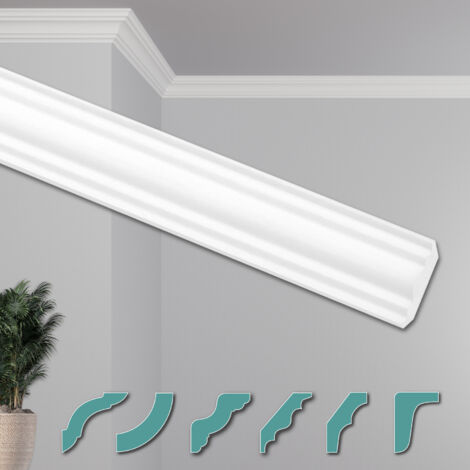 HEXIMO Deckenleisten modern XPS Styropor weiß, 2 Meter Stuckleisten Styroporleisten:ZG11 - 36 x 30 mm, 20 Meter Sparpaket