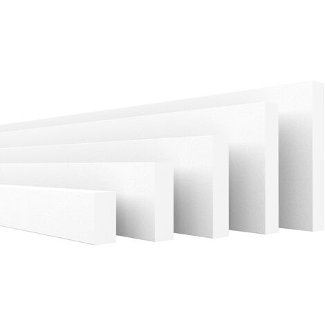 HEXIMO Flachleisten Profil Stuckleisten Wandtäfelung Wand und Deckenrahmen aus XPS Styropor:20.4 Meter / 12 Leisten, HFL-3 - 13x55 mm