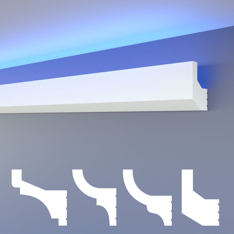Heximo - led moulures classiques, éclairage indirect corniche de plafond xps Styropor: HLED-4 - 40x60 mm, 30.6 mètres / 18 baguettes