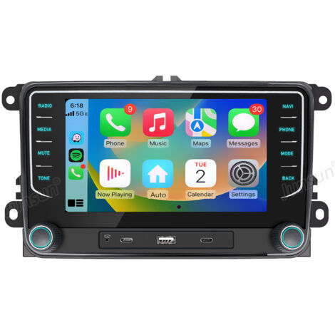 Hexinex Autoradio 7 pouces 6+128 Go avec carPlay Android 14 et processeur Octa-Core doté d'une navigation GPS Compatible VW Touran Golf 5 & 6 Passat Polo