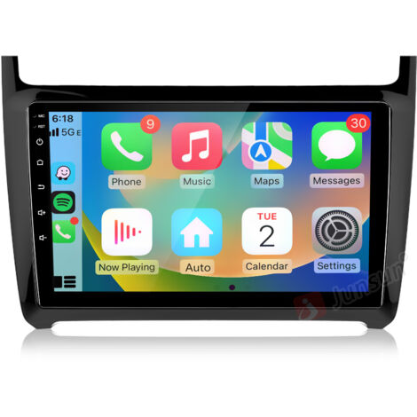 Hexinex Autoradio 9" carPlay DAB+ Android 15 Octa-Core 4+64 Go avec GPS Wi-Fi RDS et Bluetooth pour VW Polo 6R 6C 2008–2020