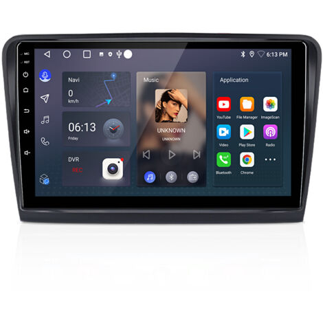 Hexinex Autoradio Android 15 2+64 Go 10 pouces avec carPlay GPS RDS commandes au volant et Wi-Fi pour Skoda Superb II 2008–2013
