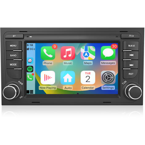 Hexinex Autoradio Android 15 7 pouces pour Audi A4 8E 8H B6 B7 2000–2009 GPS CarPlay Commandes au volant SWC DAB+