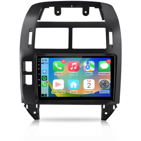 Hexinex Autoradio Android 15 8 cœurs carPlay 9 pouces 4+64 Go pour VW Polo 9N 2001–2009 Navigation GPS Wi-Fi Bluetooth FM RDS Commandes au volant