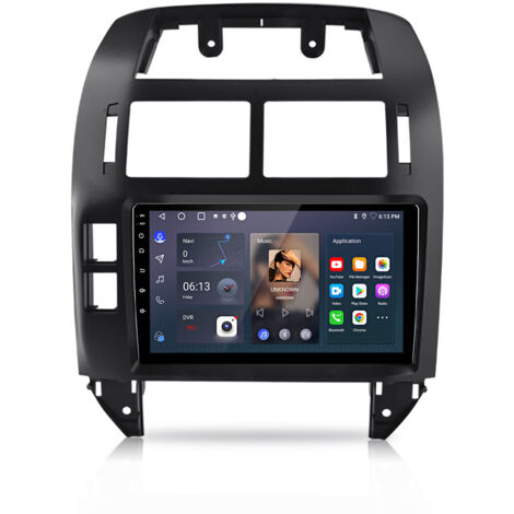 Hexinex Autoradio Android 15 carPlay 9 pouces 2+64 Go pour VW Polo 9N 2001–2009 Navigation GPS Wi-Fi Bluetooth FM RDS Commandes au volant