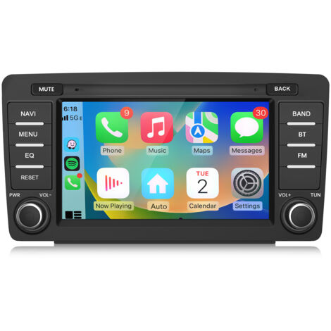 Hexinex Autoradio Android 15 de 8 pouces 2 Go + 64 Go pour Skoda Octavia 2004–2013 avec carPlay navigation GPS Wi-Fi et DAB+