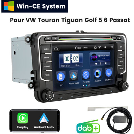 Hexinex Autoradio CD/DVD DAB+ compatible avec Pour VW Golf 5/6 Plus Touran, Passat B6/B7 et Tiguan et CarPlay